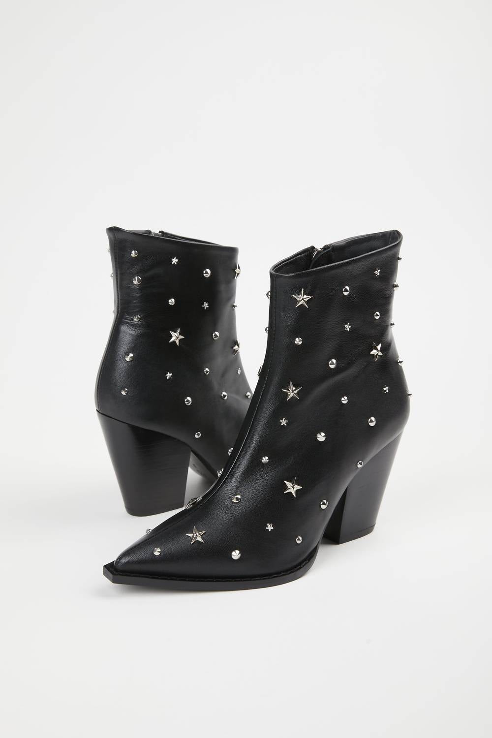 STAR STUDDED LEATHER BOOTS