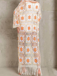 POL Granny Don't Be Square Duster in white orange - women's swimwear - alternate view