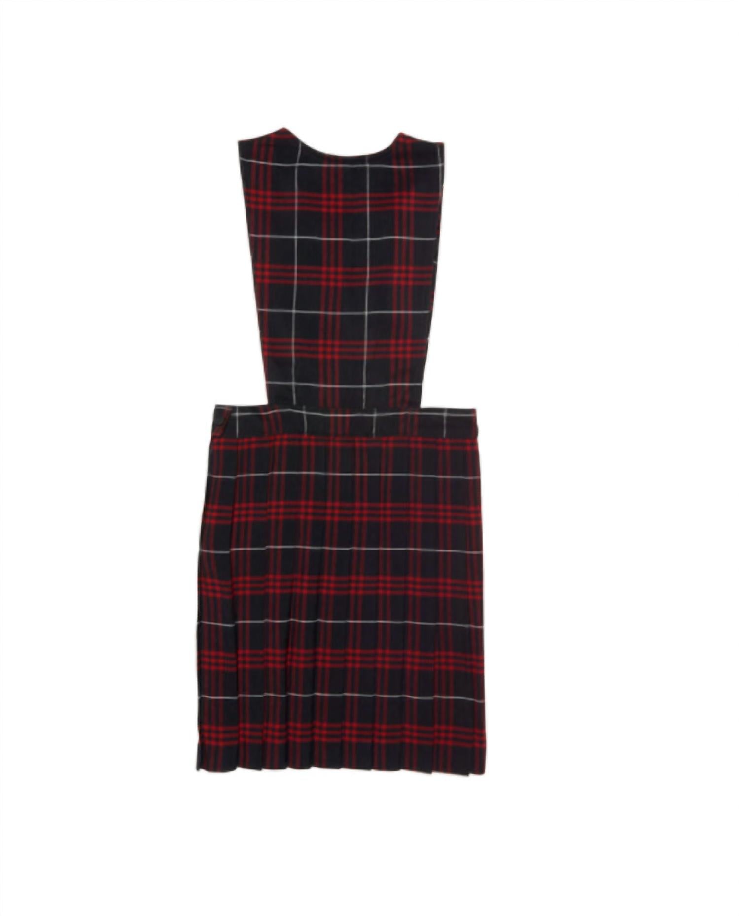 V-Neck Pleated Plaid Jumper