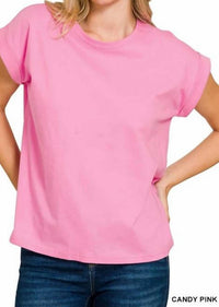 Zenana - Women's Folded Sleeve Tee