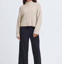 ICHI Ihmylle Pullover in oatmeal - women's sweater - alternate view