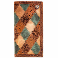 Hooey - Men's Roughy Ostrich Print Leather Diamond Patchwork Rodeo Wallet