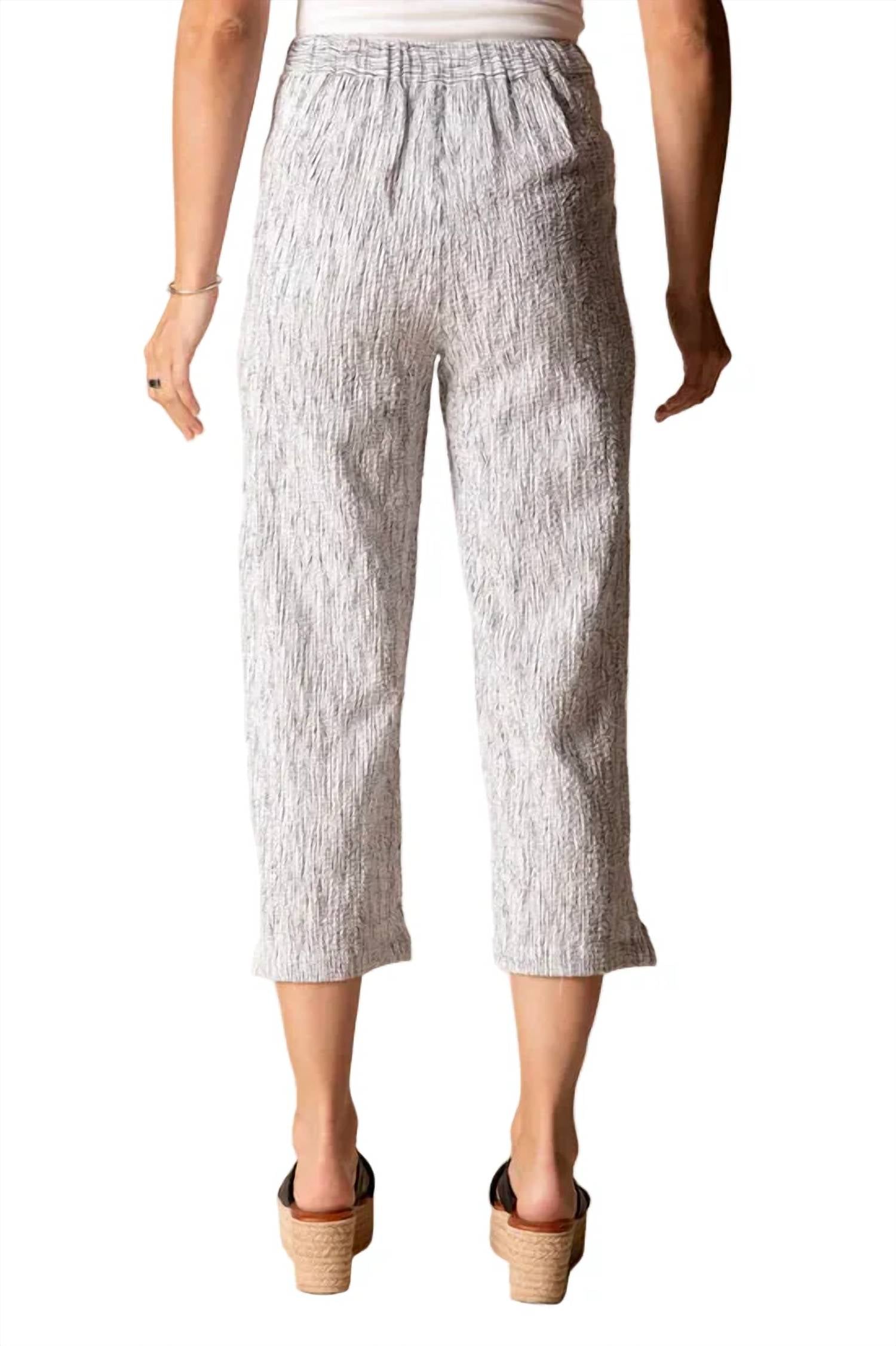 Habitat - Crinkle Crepe Stripe Pleat Button Capri Pants - Plus