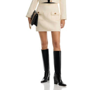 Stellah - Tweed Mini Skirt with Leather Trim