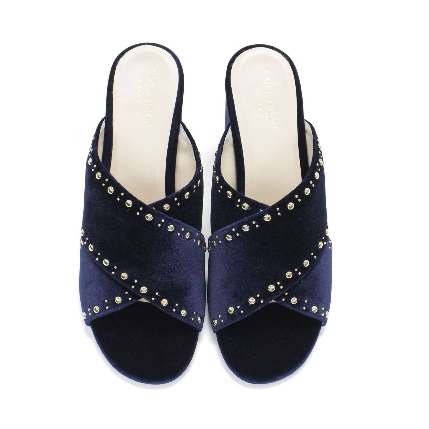 COLE HAAN Women's Gabby Studded Slip-on Sandals in blue velvet - women's sandal - view 10