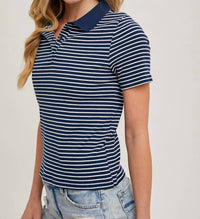 Bluivy - Short Sleeve Stripe Polo Shirt