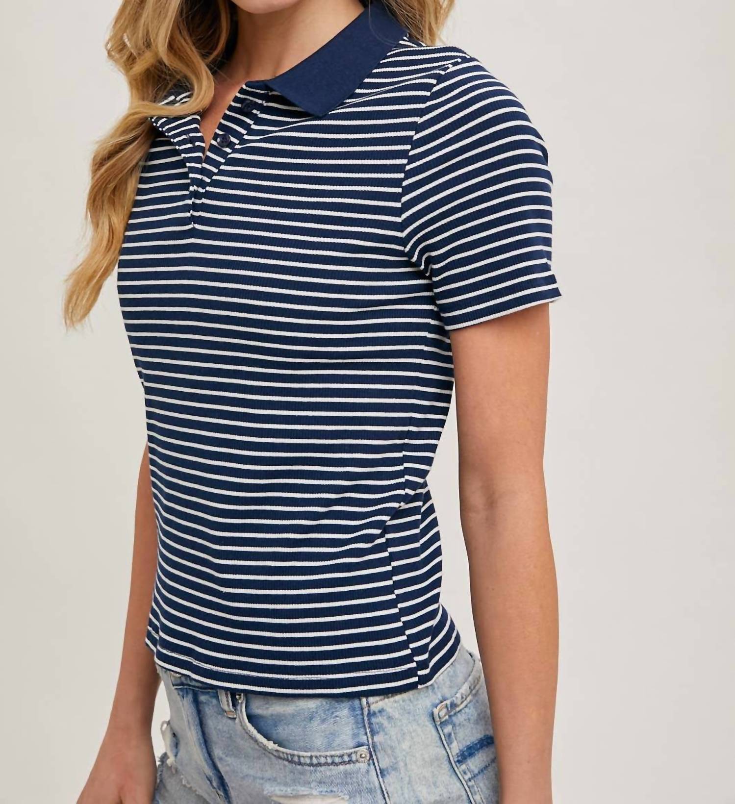 Bluivy - Short Sleeve Stripe Polo Shirt