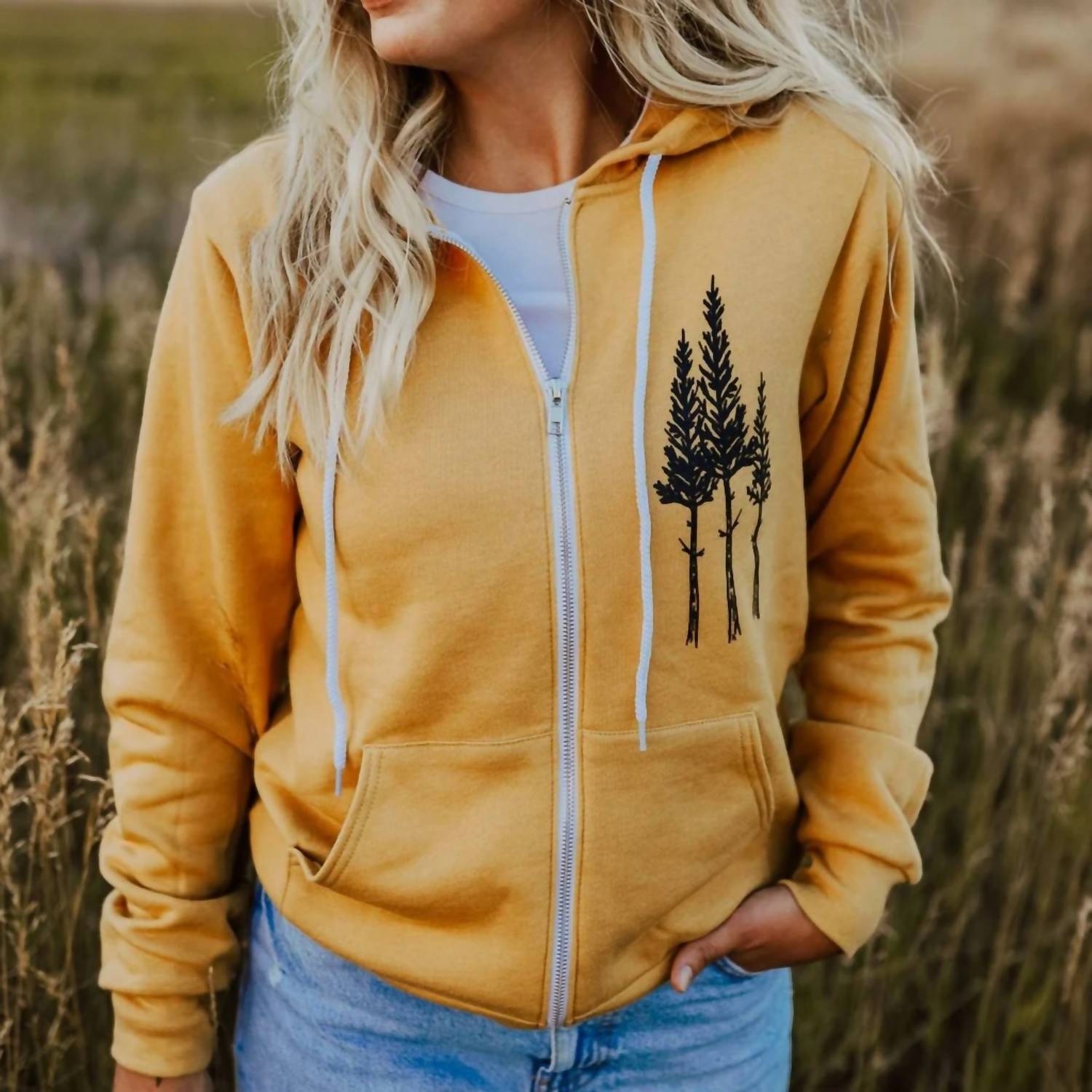The Montana Scene - Unisex Rustic Three Tree Zip Hoodie
