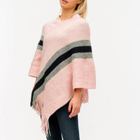 Judson & Co. - Stripes Fringed Knit Poncho