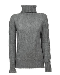 Monticelli Cashmere - Women's Pure Cashmere Cable Knit Turtleneck Sweater