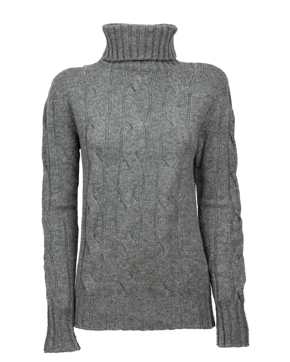 Monticelli Cashmere - Women's Pure Cashmere Cable Knit Turtleneck Sweater