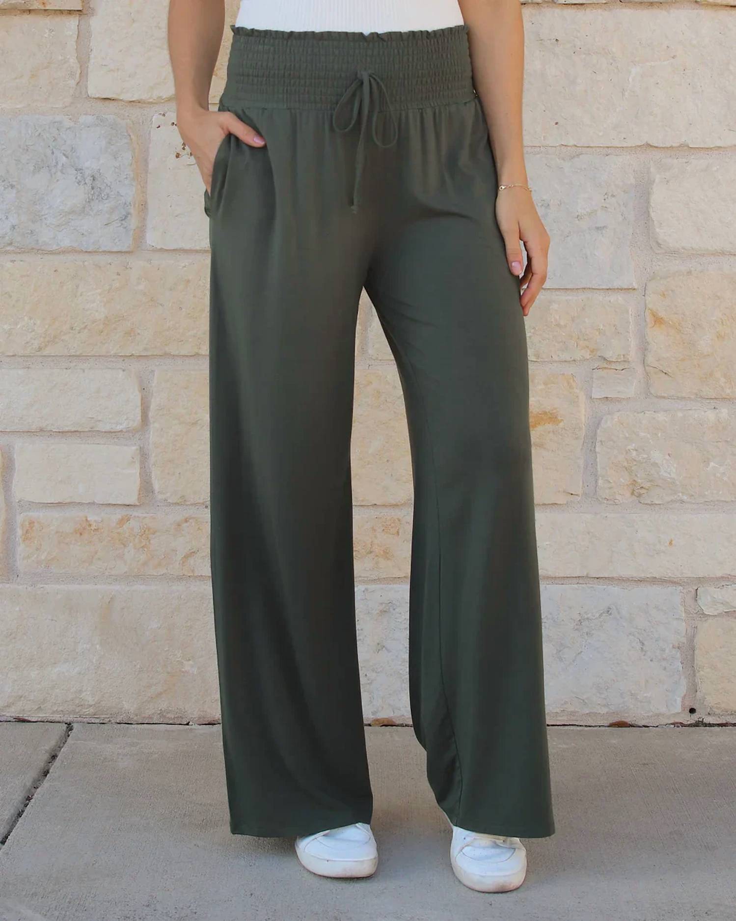 Grace And Lace - Smocked Wide Leg Pant