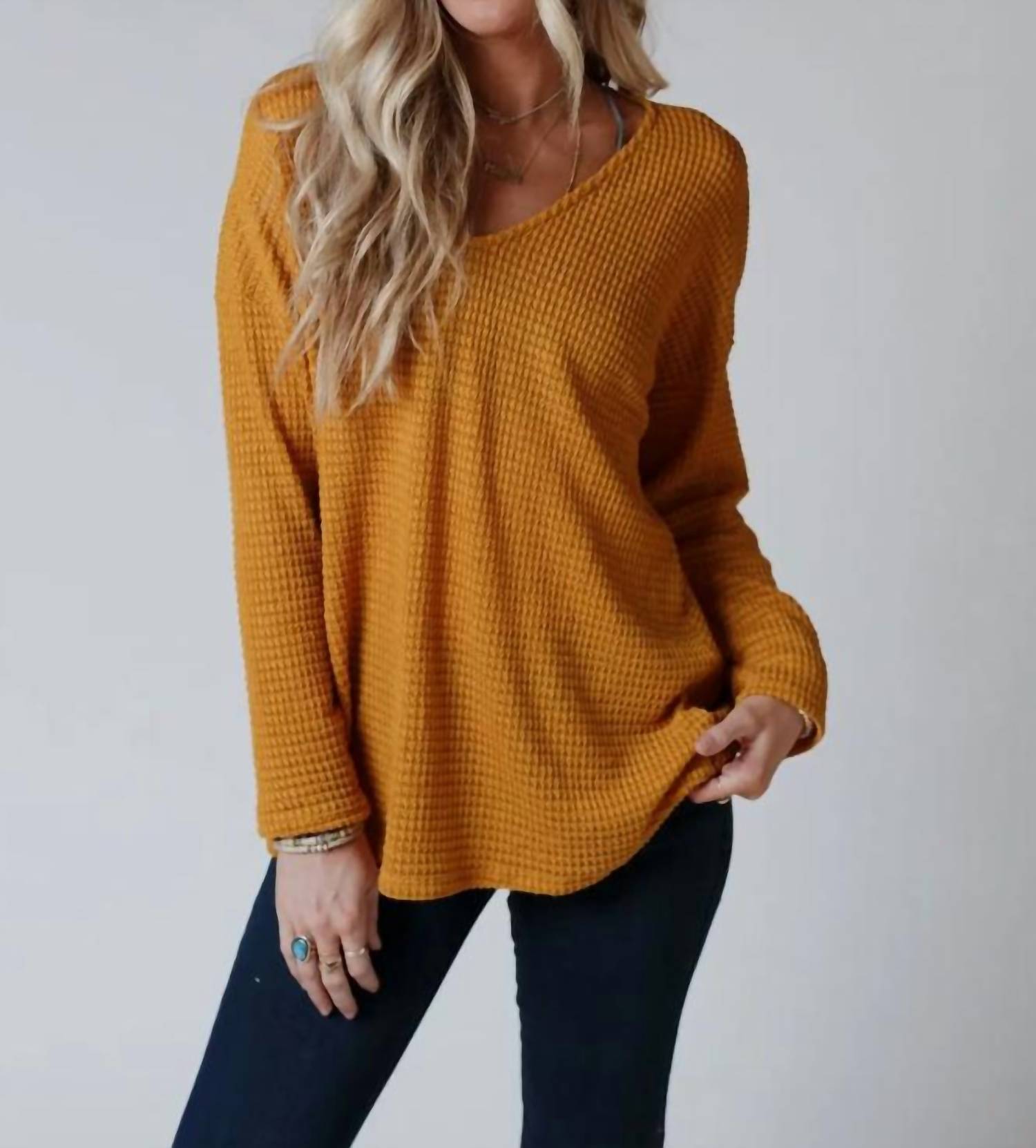 Three Bird Nest - Flattering Open Back Thermal Knit Top