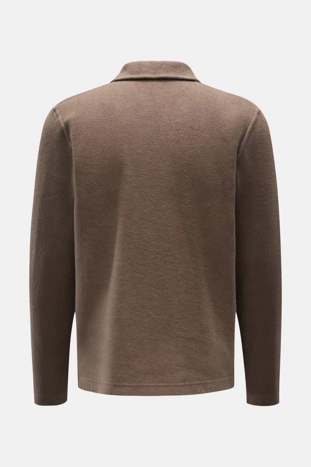 04651/ Men's Long Sleeve Polo Shirt in taupe - men's shirt - detail view