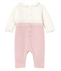 Mayoral Kid's Long Sleeve Tricot Romper in crystal pink - kids' item - detail view