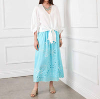 Karen Kane - Cut-Out Embroidery Midi Skirt