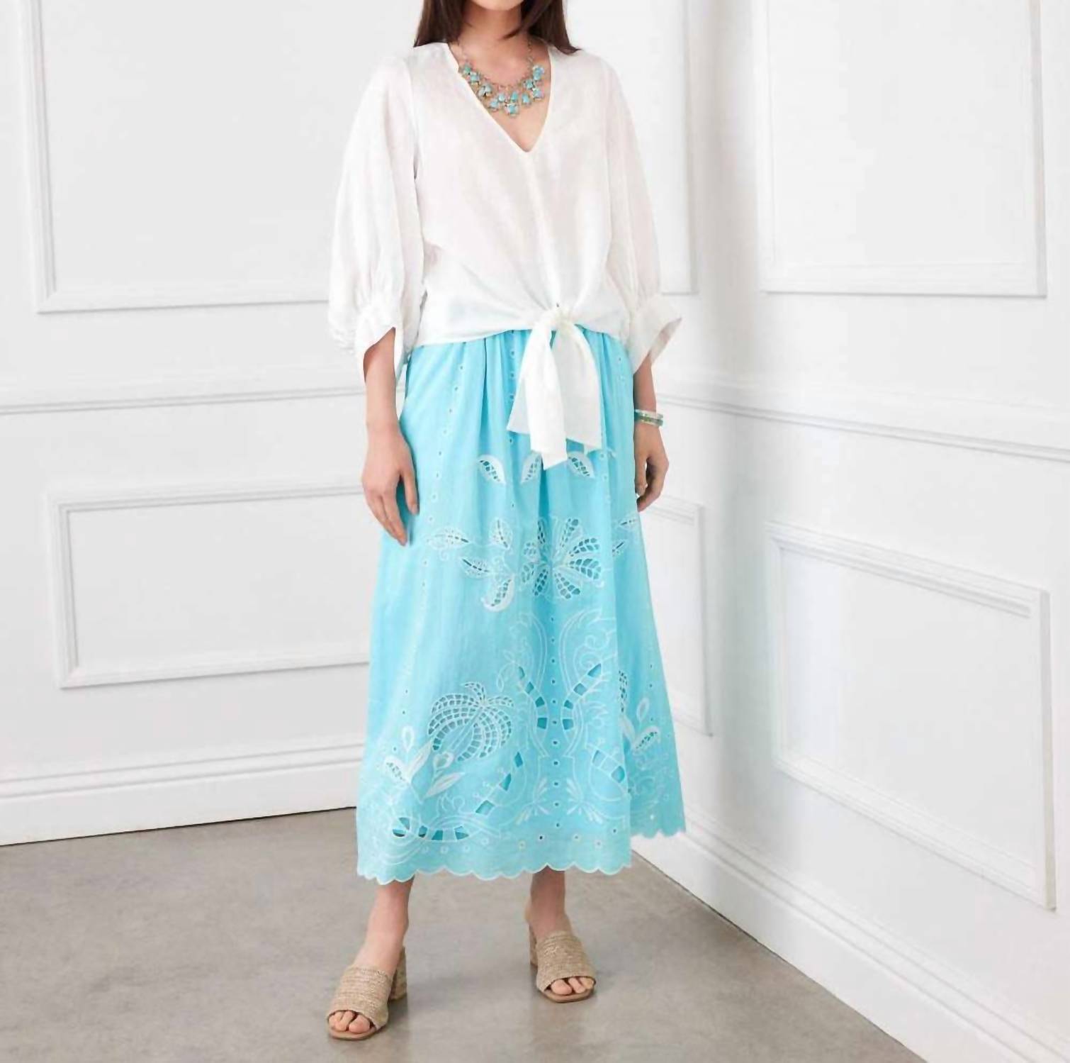 Karen Kane - Cut-Out Embroidery Midi Skirt