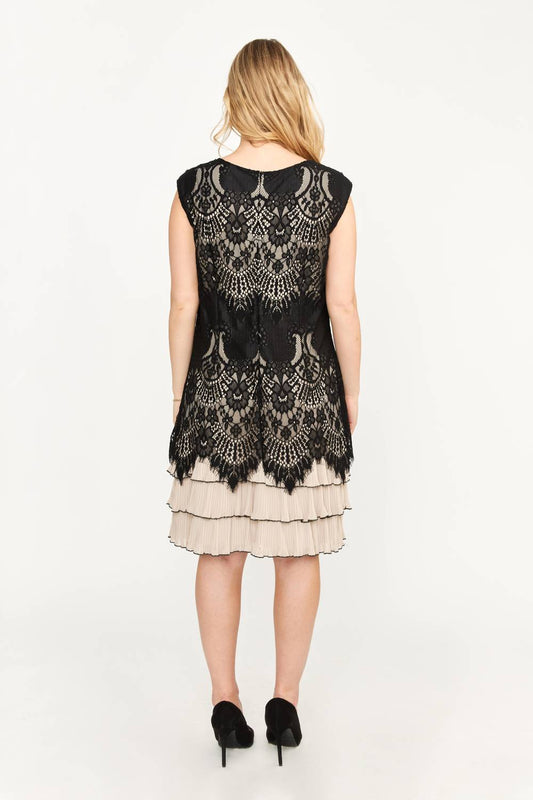 Frank Lyman - Lace Overlay Knee Length Dress