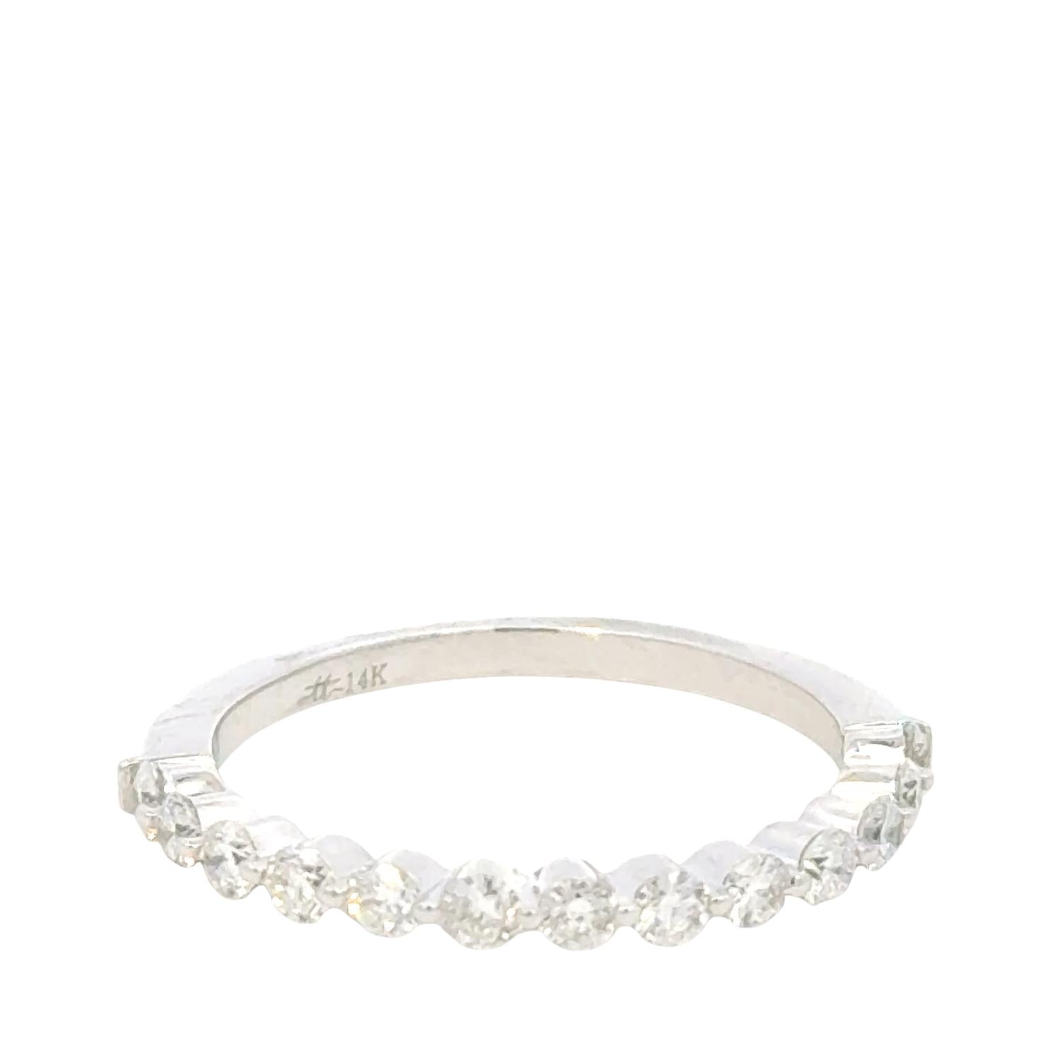 Aamiaa - 0.51 Carat Natural Diamond Bar & Prong Set Band Ring - Size 6.5