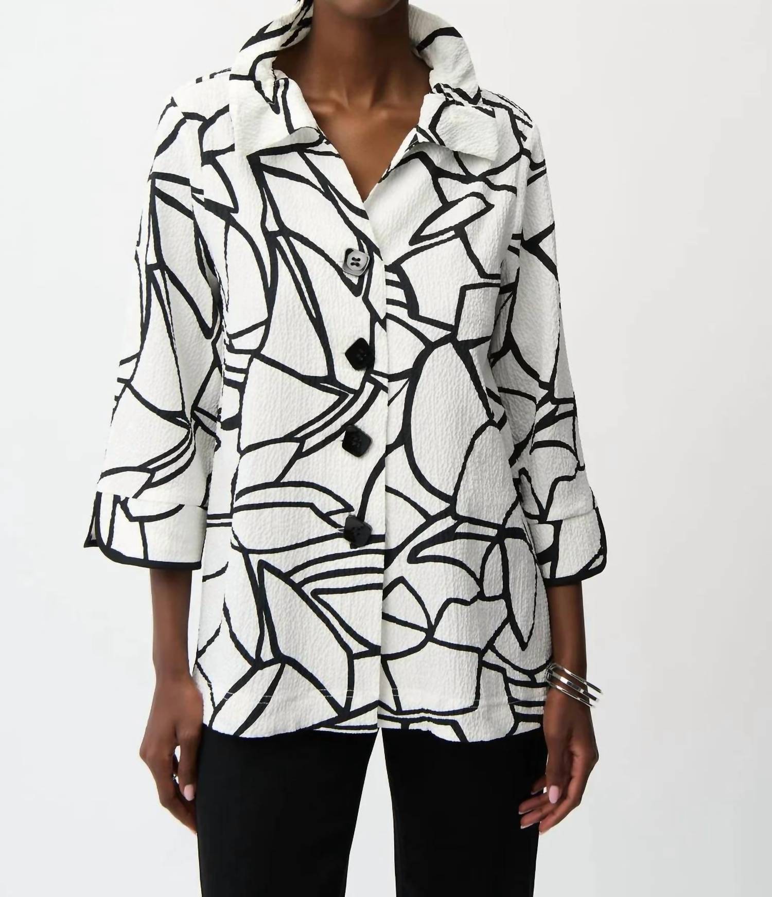 Joseph Ribkoff - Abstract 3/4 Sleeves Trapeze Jacket
