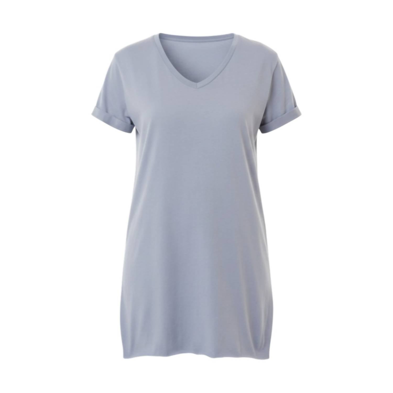 Ambar - V-neck Side Slit Cotton Tunic T-shirt