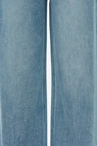 Bayeas - Super High Rise Rhinestone Wide Leg Jeans