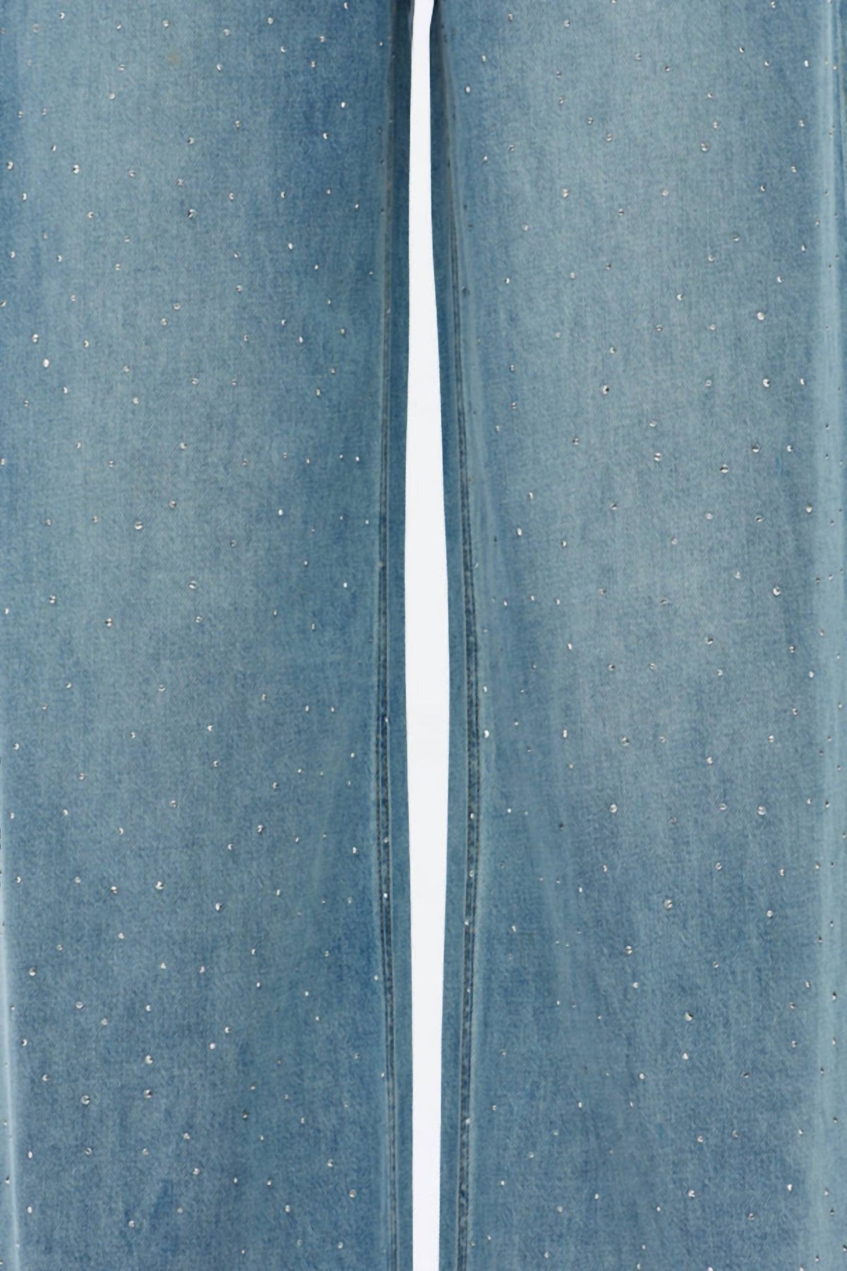 Bayeas - Super High Rise Rhinestone Wide Leg Jeans
