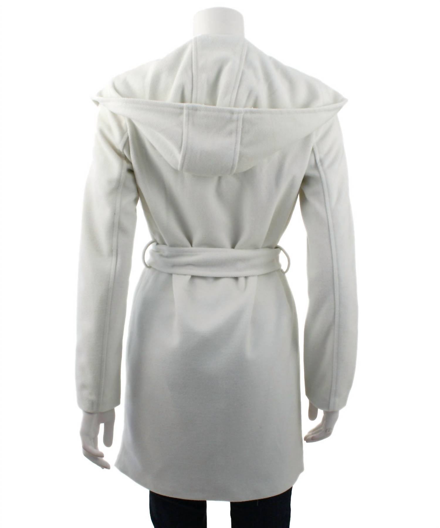 Monoreno - Hooded Shawl Collar Wrap Coat