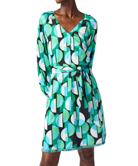 Joseph Ribkoff - Geometric Print Tie-waist Dress