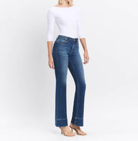 VERVET BY FLYING MONKEY Snowdrop High Rise Trouser Hem Bootcut Jeans in medium wash - women's jeans - view 7