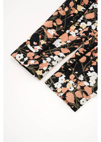 Miss Finch Nyc - Women's Cuffed Spring Foliage Blouse With Front Tie