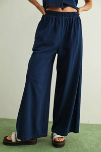 MIOU MUSE Dye And Wash Knitted Pants in indigo - women's pants