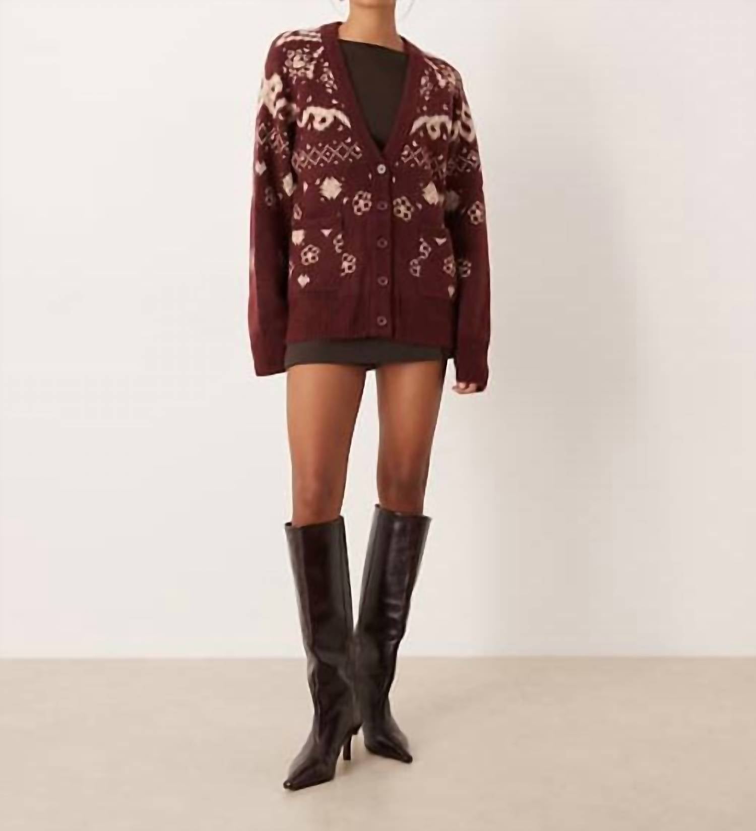 For Love & Lemons - Arabella Intarsia Chunky Cardigan