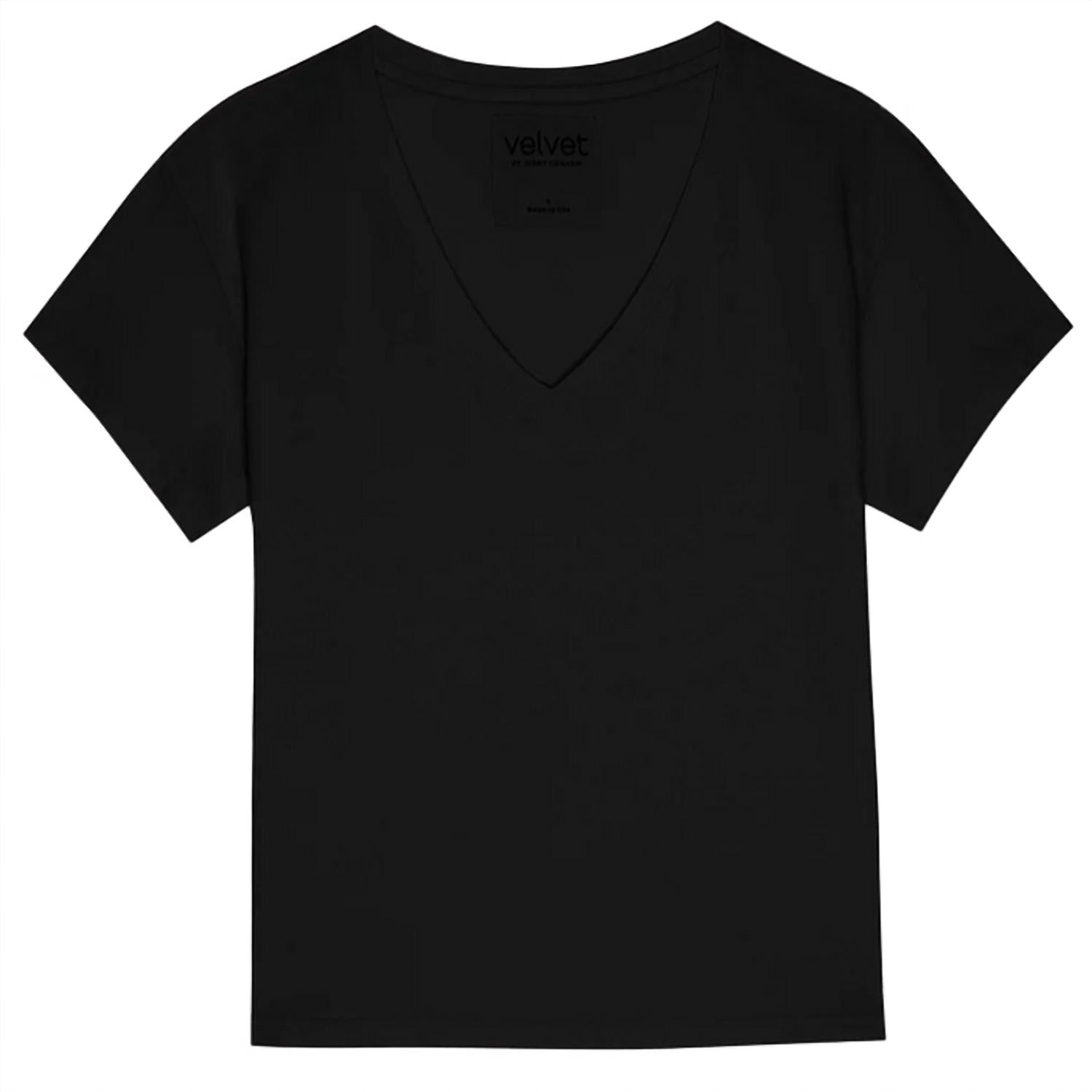 Velvet by Graham & Spencer Venice V-neck Tee in black - women's t-shirt - alternate view