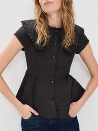 Ganni - Cotton Peter Pan Collar Shirt