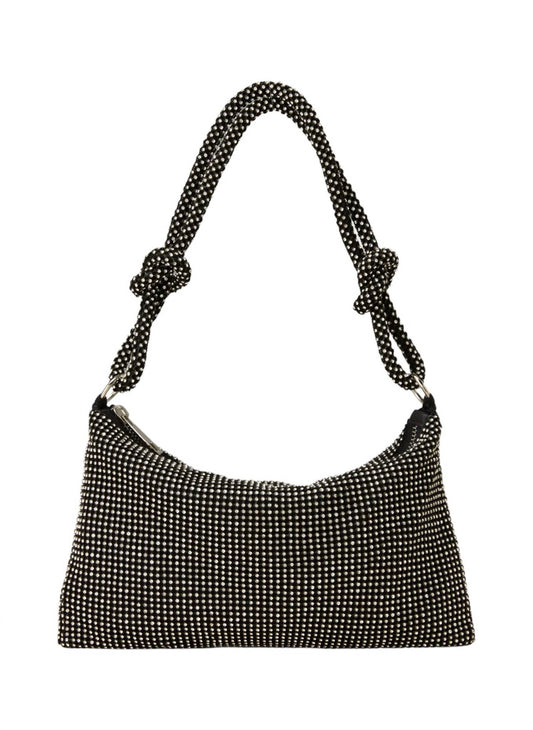 Fame Accessories - Women's Rhinestone Studded Hobo Bag