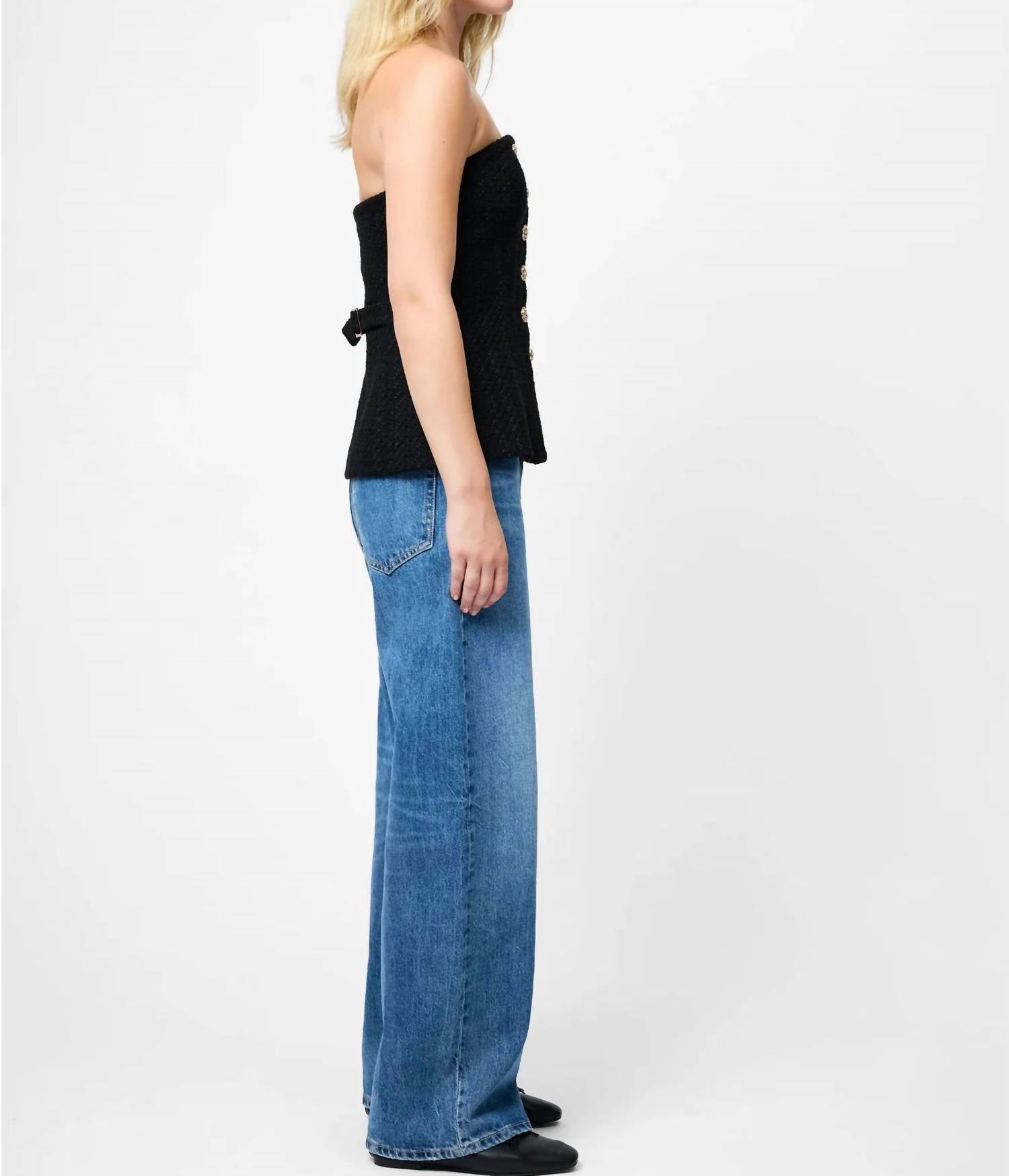 French Connection - Structured Tweed Strapless Top