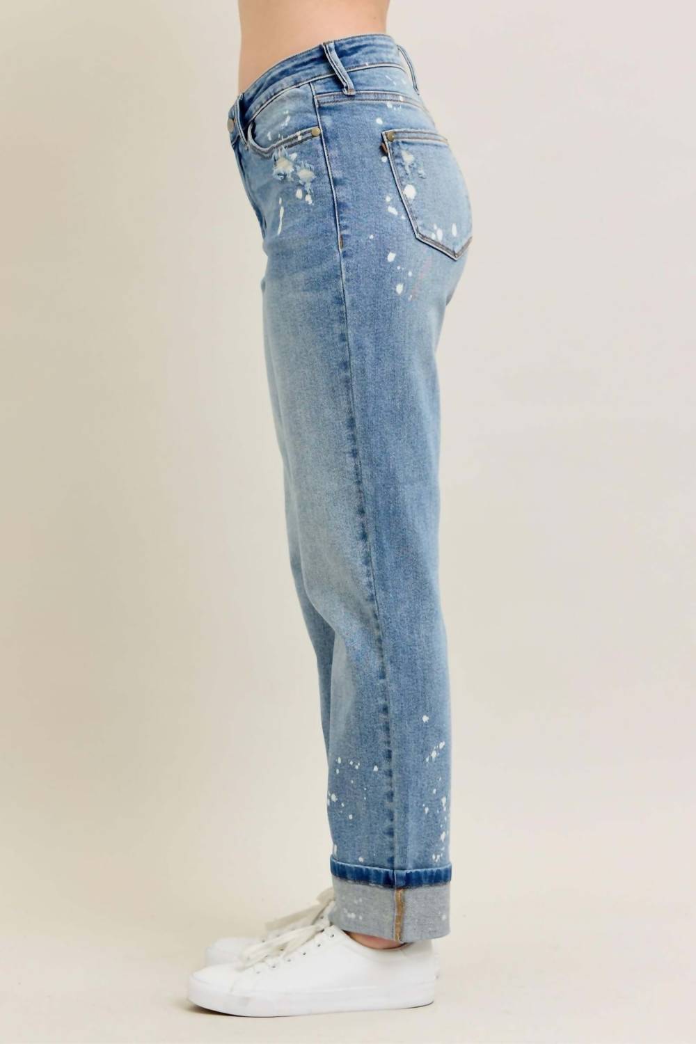 Judy Blue - Splash Of Style Mid Rise Bleach Splatter Boyfriend Jeans