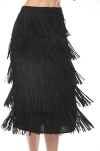 Joseph Ribkoff - Tiered Fringe Midi Skirt