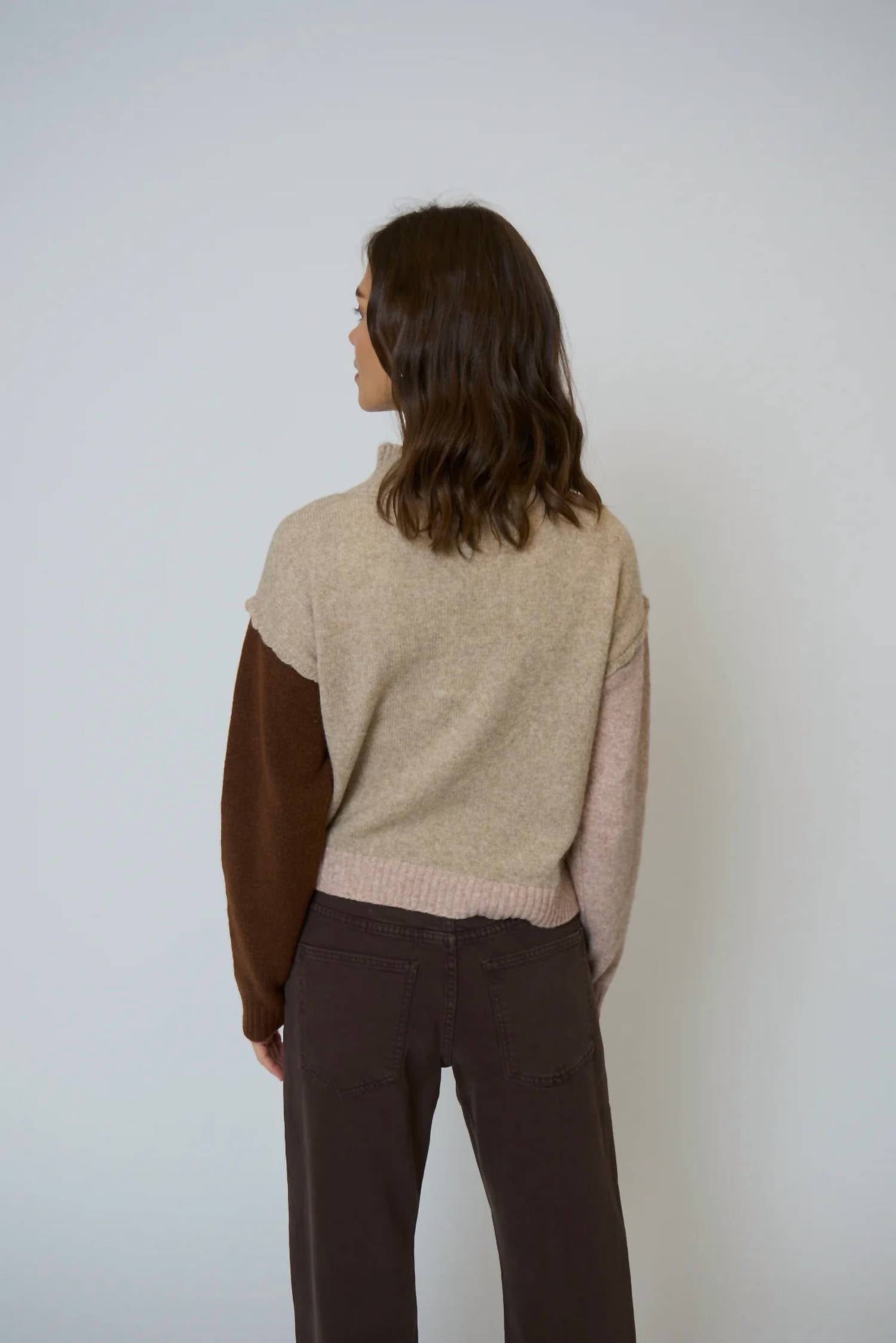 Central Park West Olivia Ruffle Turtleneck Sweater in lt pk - women's sweater - detail view