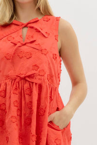 Entro - Floral Applique Dress with Bows