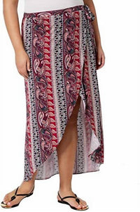No Comment - Women's Trendy Plus Size Printed Faux Wrap Maxi Skirt