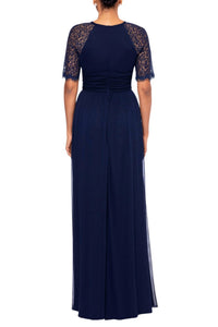 Betsy & Adam - Chrissy Lace Sleeves Ruffled Fitted Dress