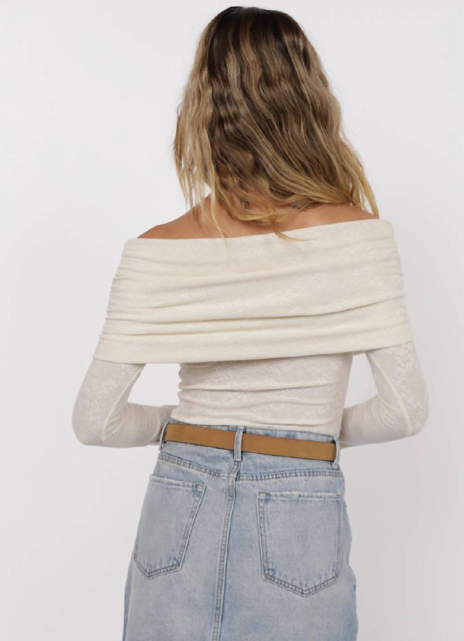 Sage The Label - Roadhouse Jacquard Knit Off Shoulder Top