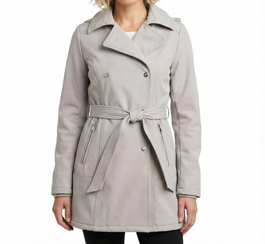 Jessica Simpson - Double Breasted Hooded Soft-shell Coat