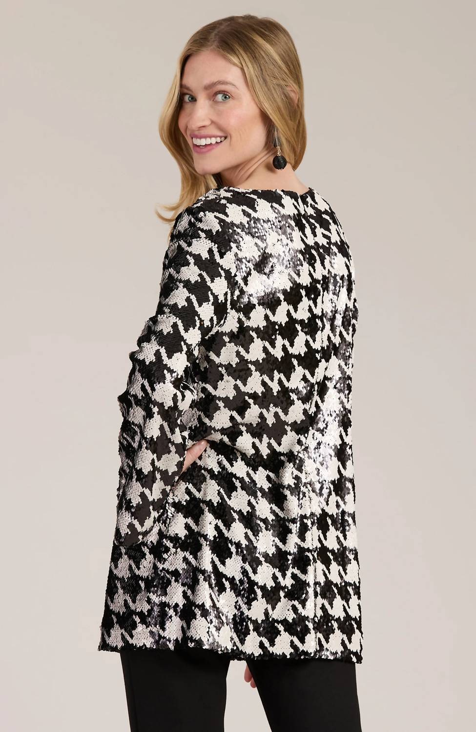 Tyler Boe - Sandra Sequin Houndstooth Tunic Top