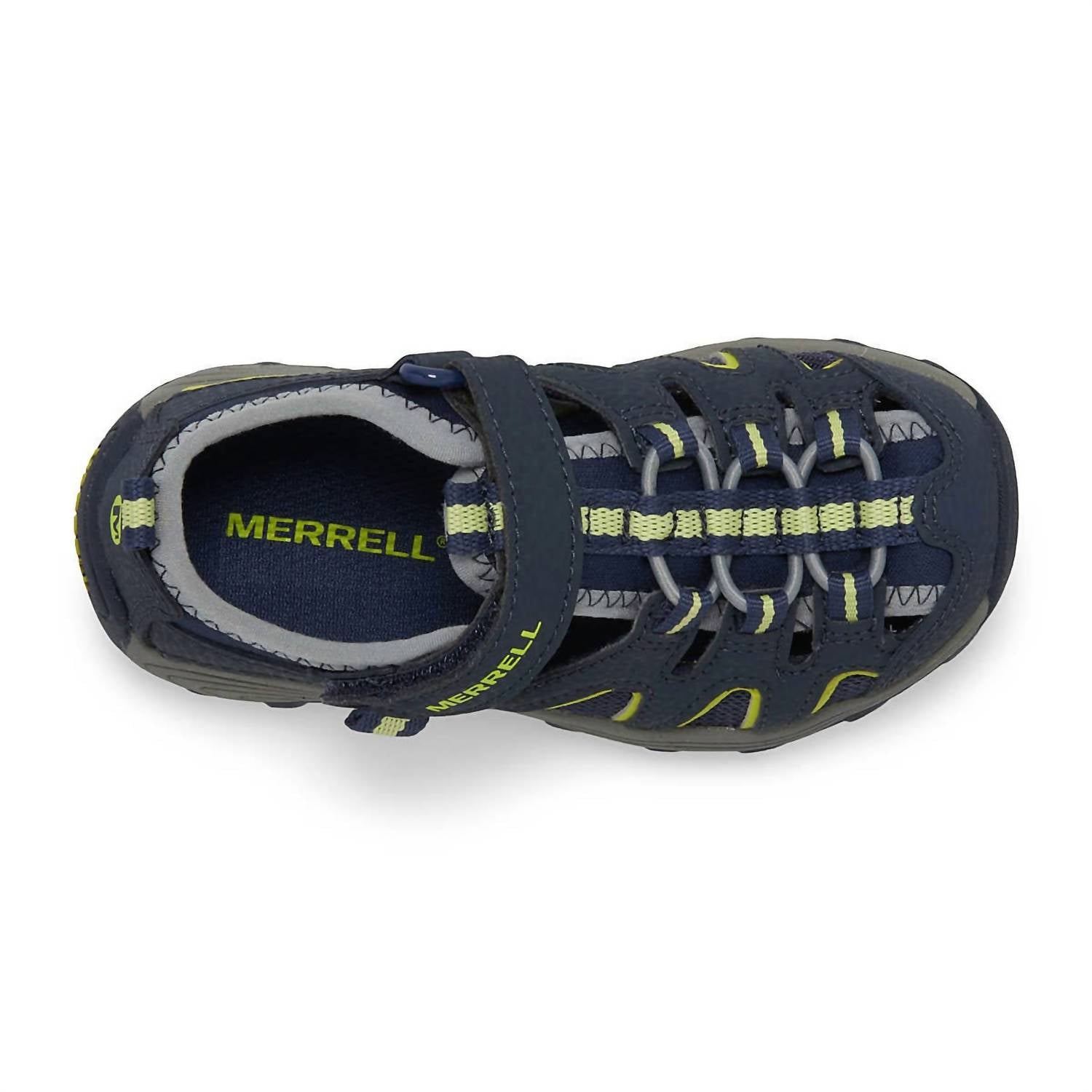 MERRELL Little Kid's Hydro H2o Hiker Sandal in navy lime - kids' sneaker - view 4