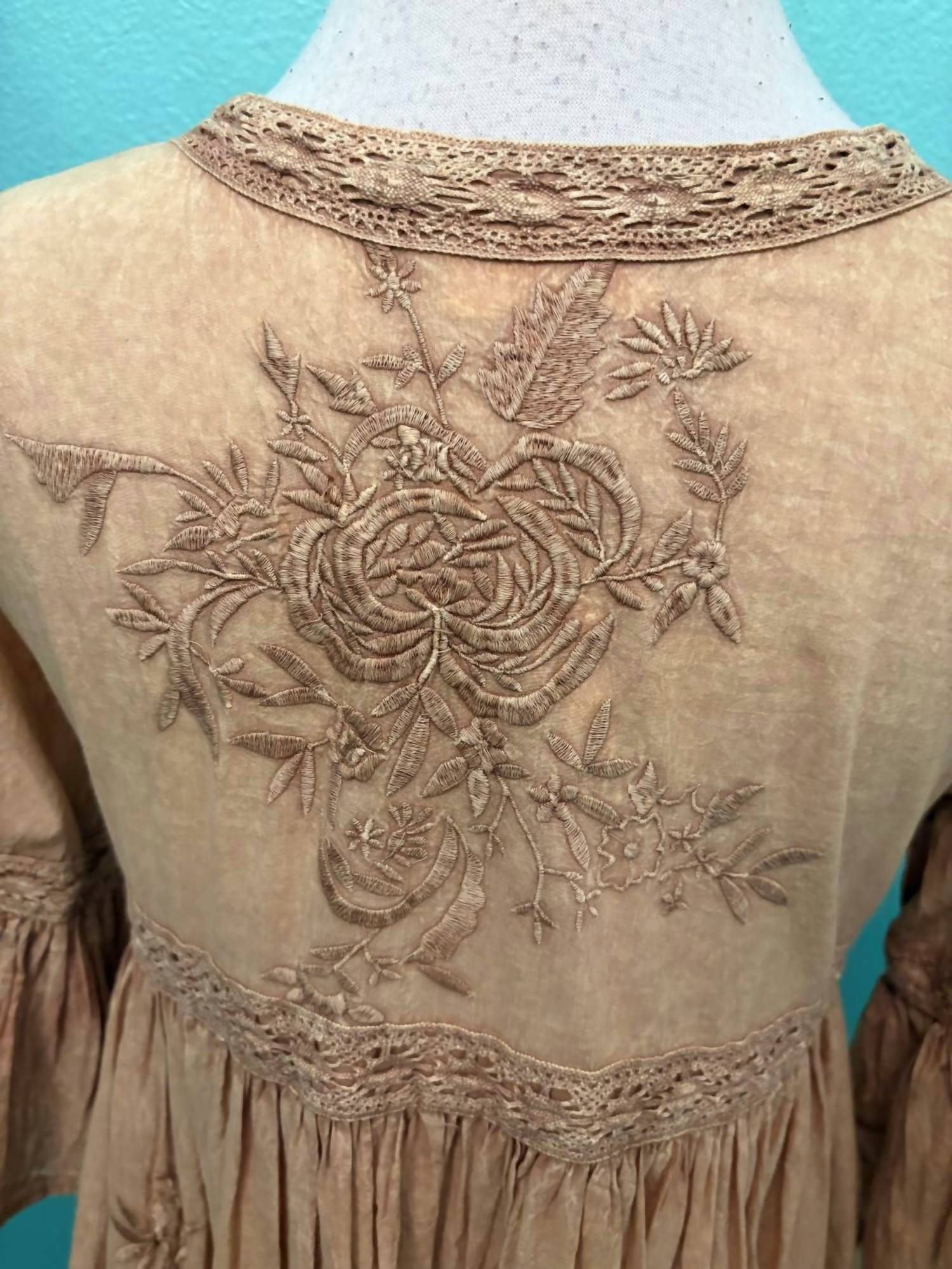 Paperlace - Women's Embroidered Tier Midi Dress