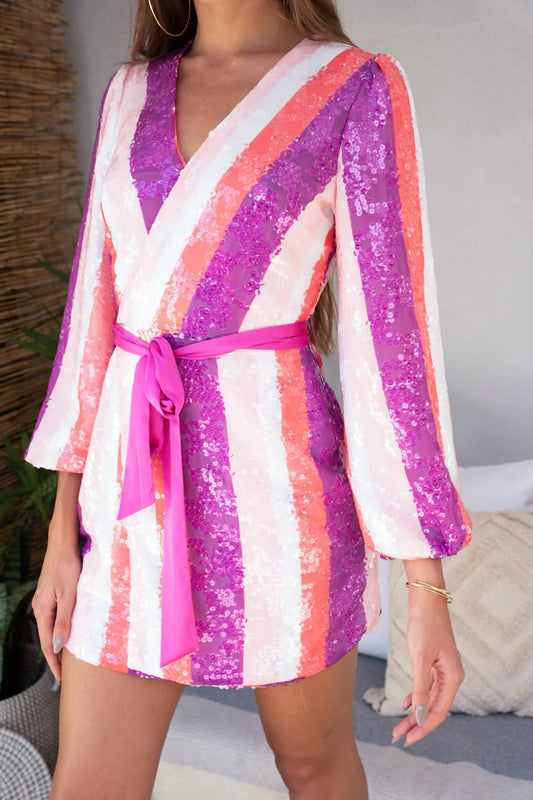 Btfl-Life - Sequin Wrap Mini Dress