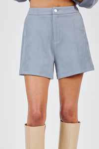 Sadie & Sage Faux Suede Shorts in blue - women's shorts